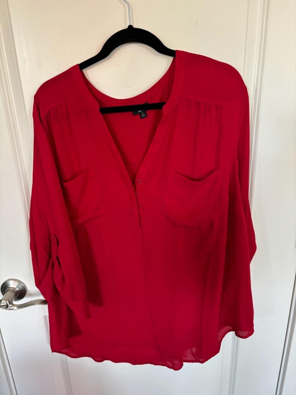 torrid Red Split-Neck Roll-Tab Tunic Blouse